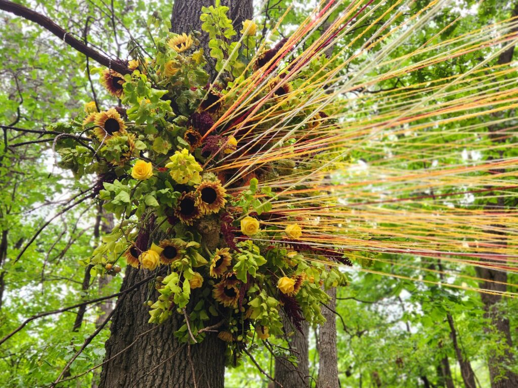 A vibrant kaleidoscope showcasing the blend of nature and art at Meadow Brook Hall's 'Art in the Elements.'