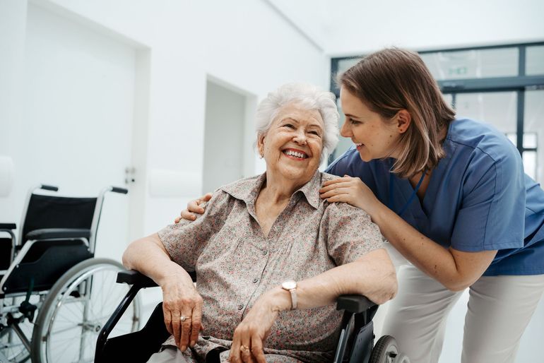 A nurse offering emotional support, representing the professional care team available 24/7 at The Springs.